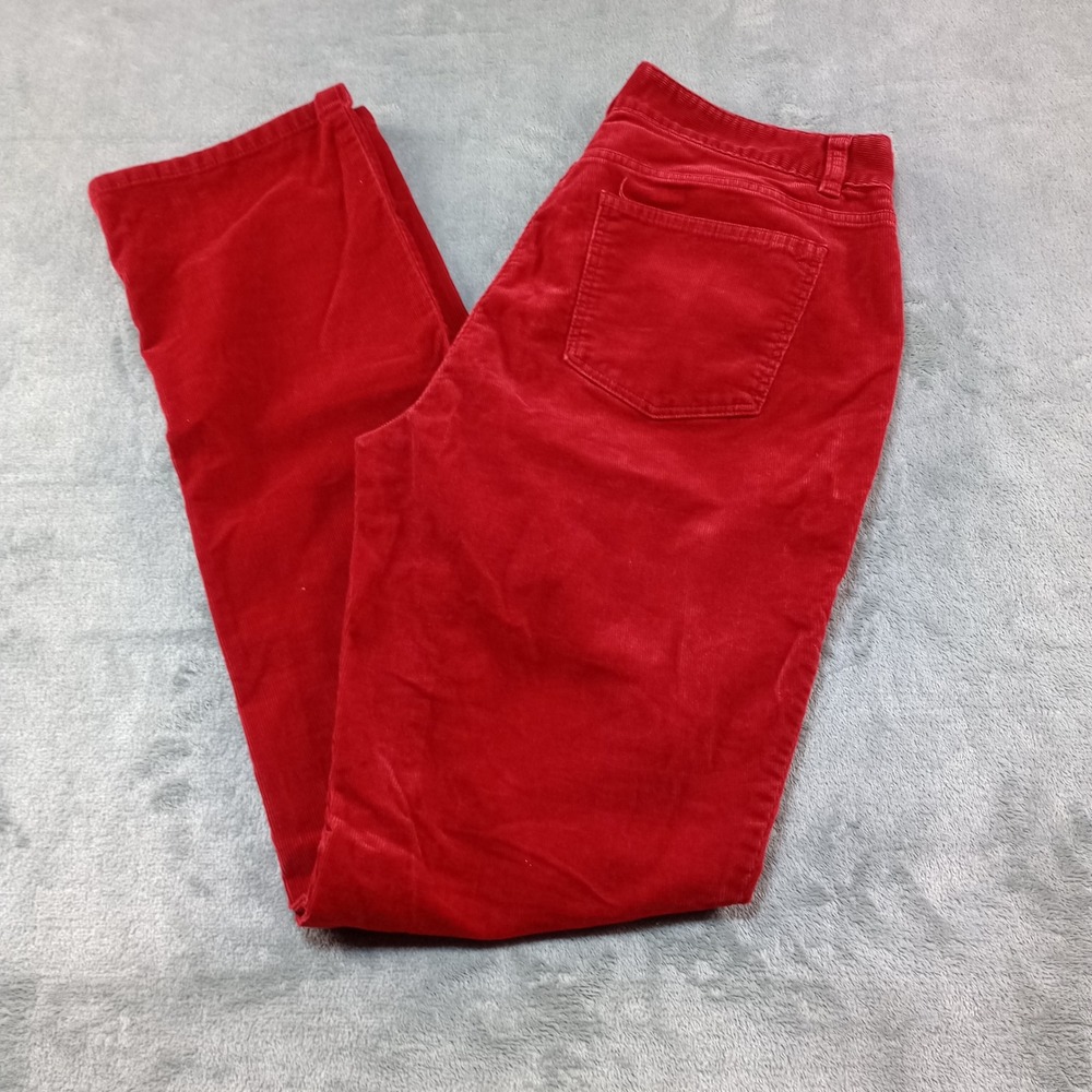 Talbots Corduroy Pants Womens 10L Red Curvy Straight Leg Preppy Holiday Classic